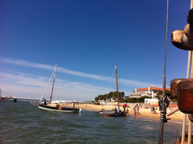 Le bac à voile les copains à bord coule à l'arrivée de la régate du Moulleau :( #voilestraditionnelles