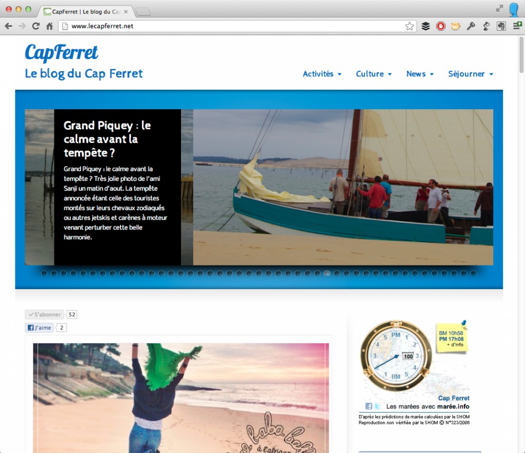 Le relooking du Blog du Cap Ferret - en ligne depuis 2005