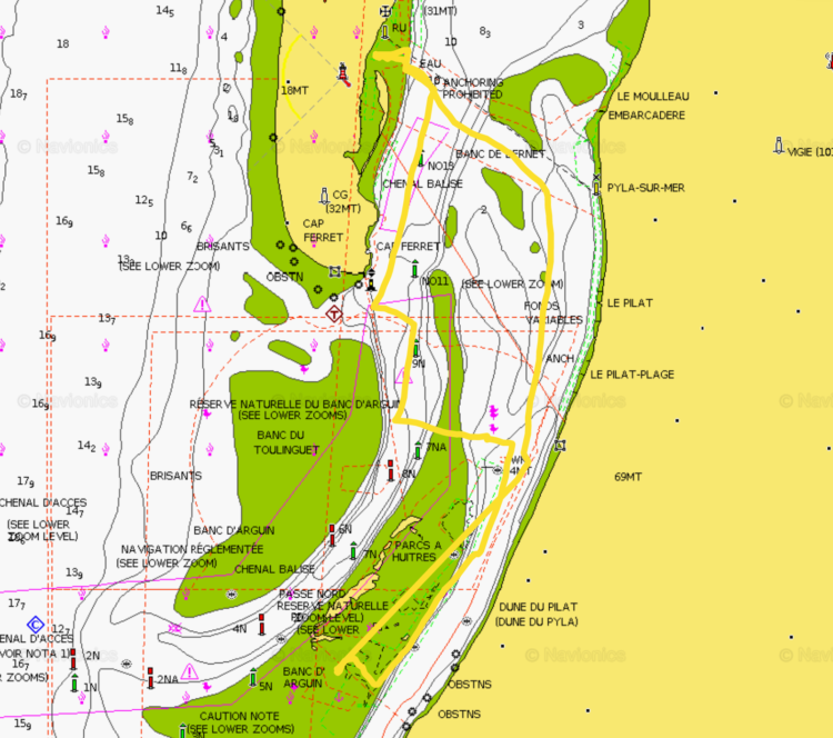 La trace GPS sur Navionics ChartViewer