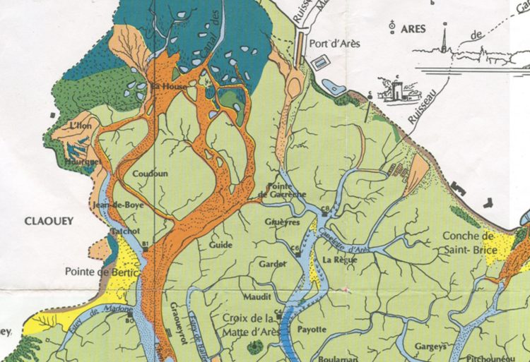 Le nord du bassin, extrait de la carte de Jean-Marie Bouchet