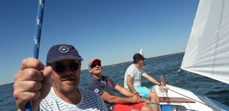 Laurent, Christophe, Eric, sur Bleu de Mer - photo : Jérôme